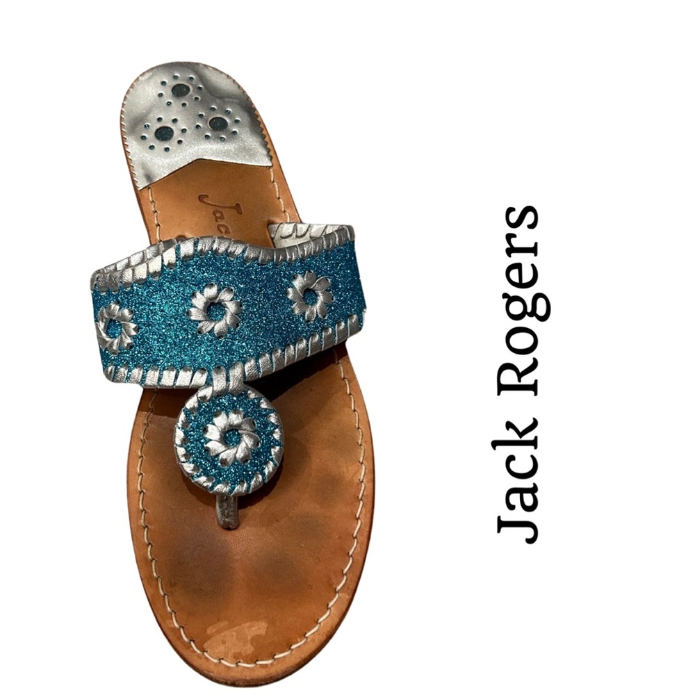 Jack Rogers Blue and Silver Sandals